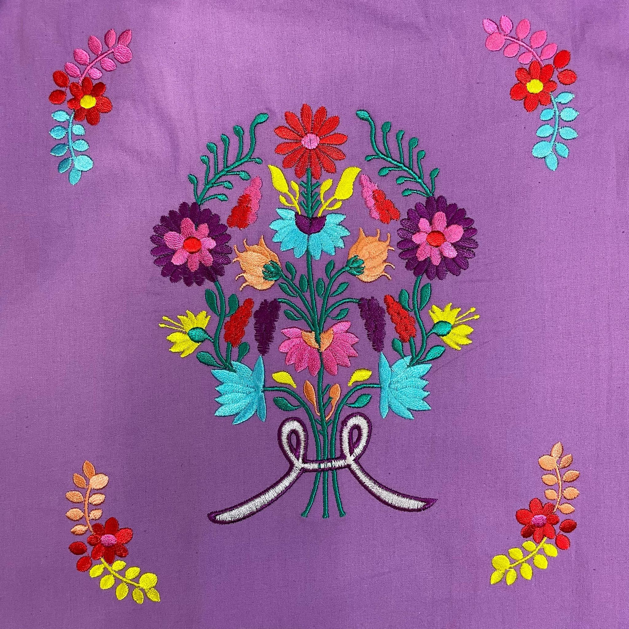 Unik Little Girls Mexican Embroidered Dress Lilac DR2141