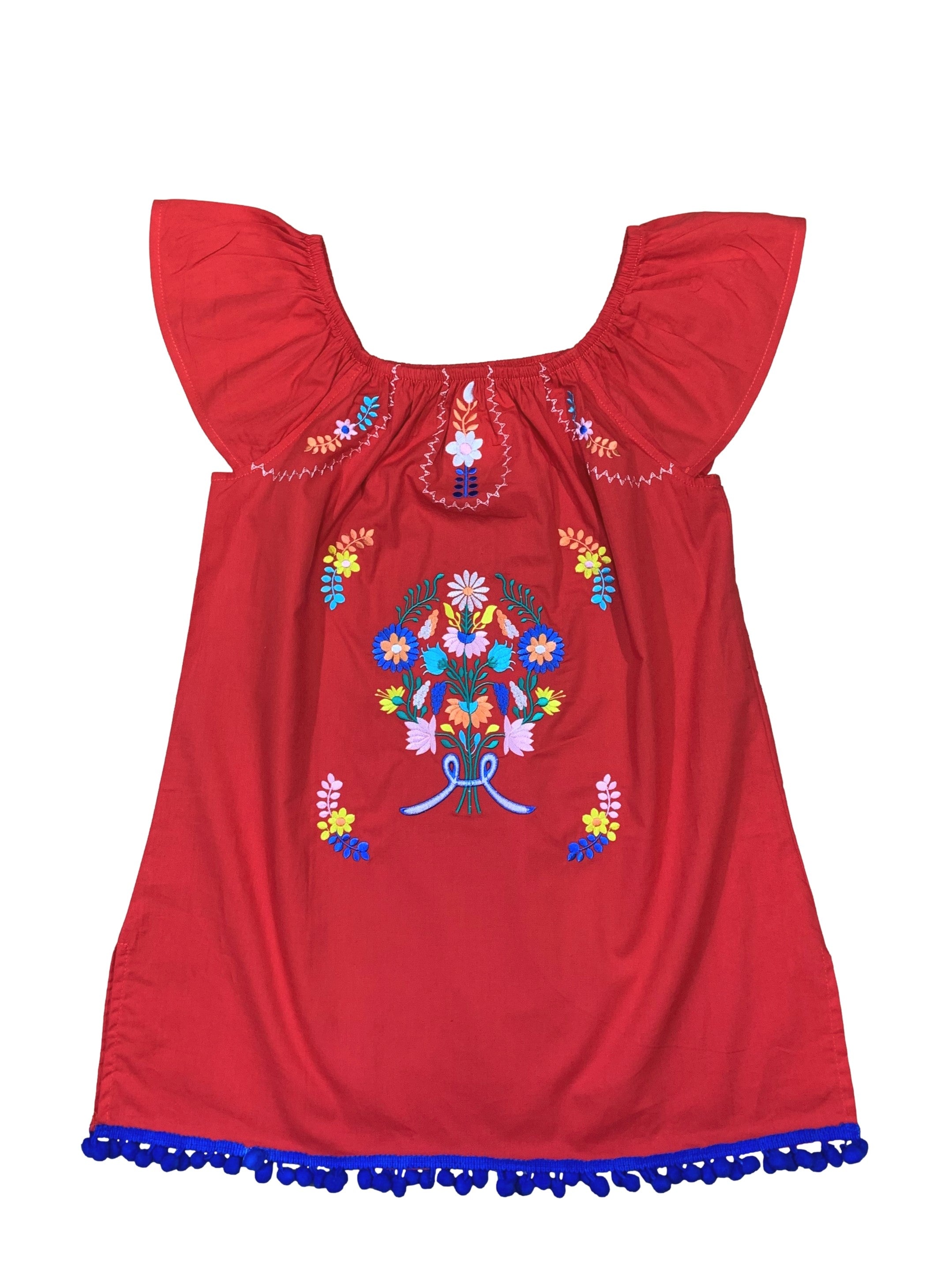 Unik Little Girls Mexican Embroidered Dress Lilac DR2141