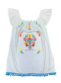 Unik Little Girls Mexican Embroidered Dress White DR2141