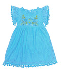 Ultra soft Lace and Pom Pom Embroidered Dress Lime DR2232