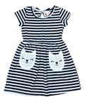 Stripe Kitty Cat Pocket Dress Navy DR2236