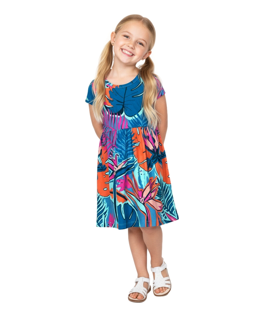 Tropical Fun Floral Cotton Dress Mint Paradise DR2237