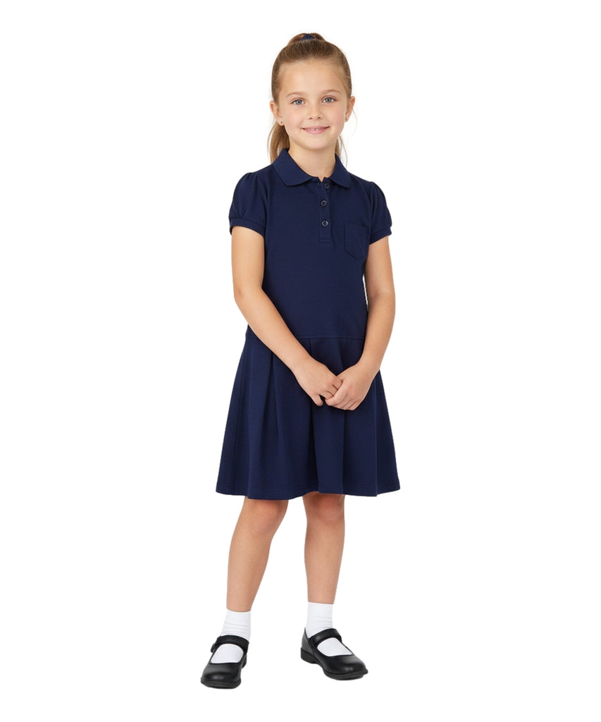 Girl Classic Polo Shirt Dress Navy GDU08