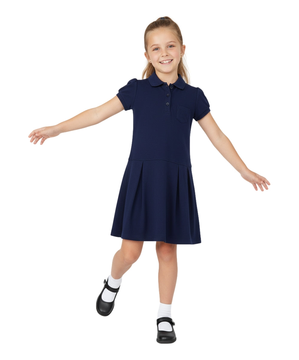 Girl Classic Polo Shirt Dress Navy GDU08