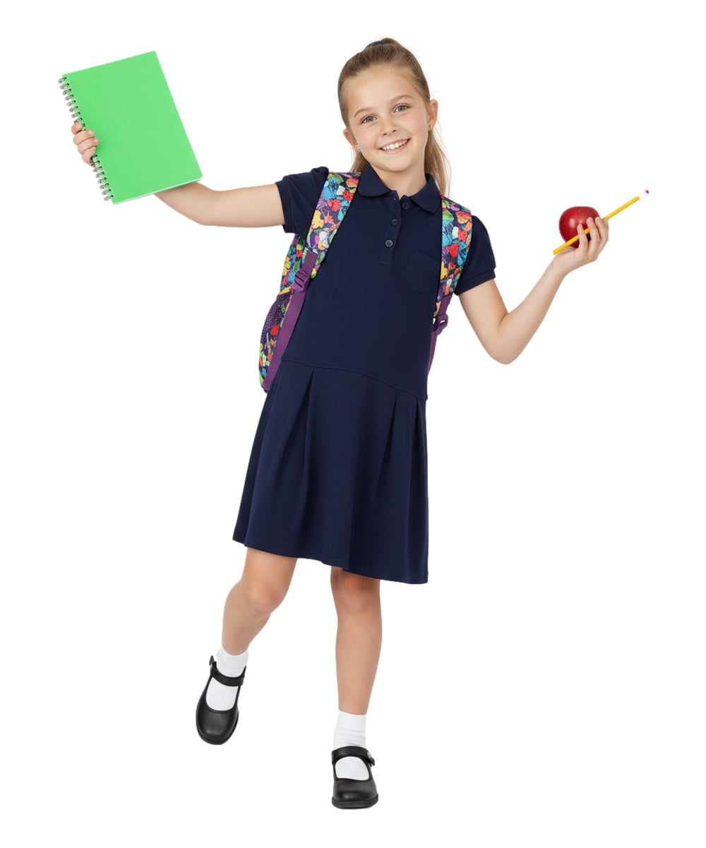 Girl Classic Polo Shirt Dress Navy GDU08