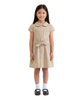 Unik Girl Uniform Belted Safari Dress Khaki GDU1775
