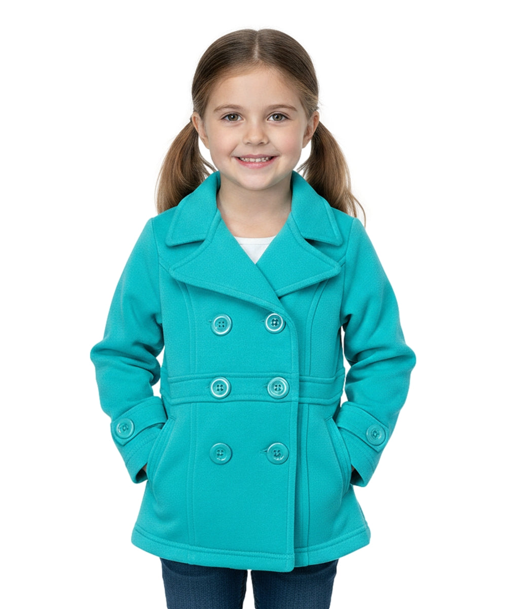 Girl Double Breasted Fleece Jacket Teal GJ16107, GJ15101