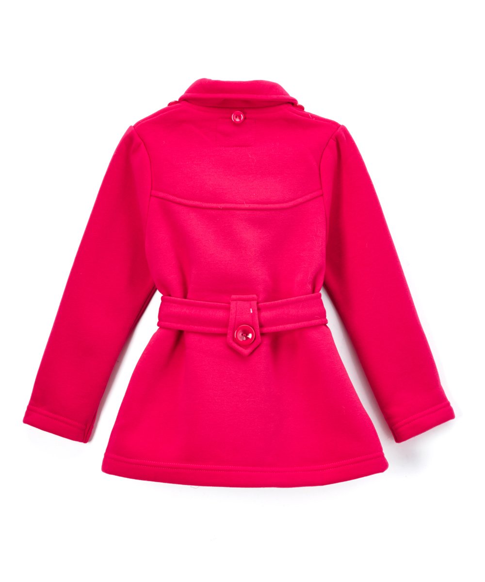 Girl Fleece Coat With Removable Fur Hood Red GJ15108