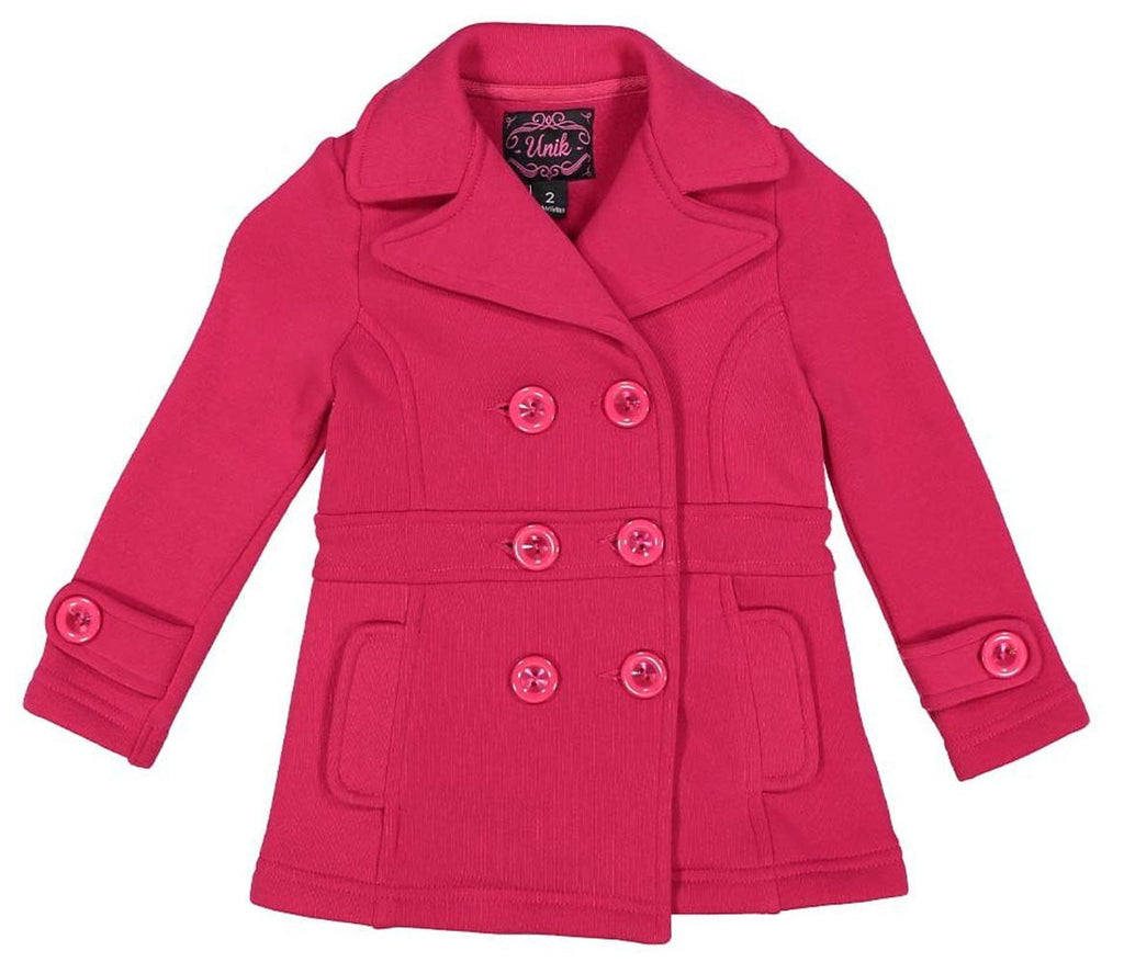 Girl's Fuchsia Fleece Coat With Buttons