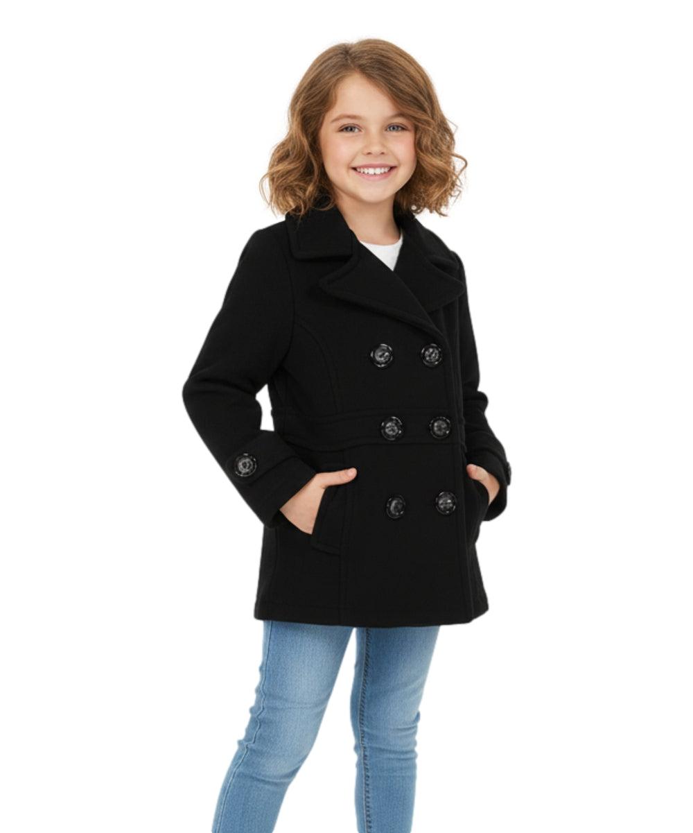 Girl Double Breasted Fleece Jacket Black GJ16107, GJ15101