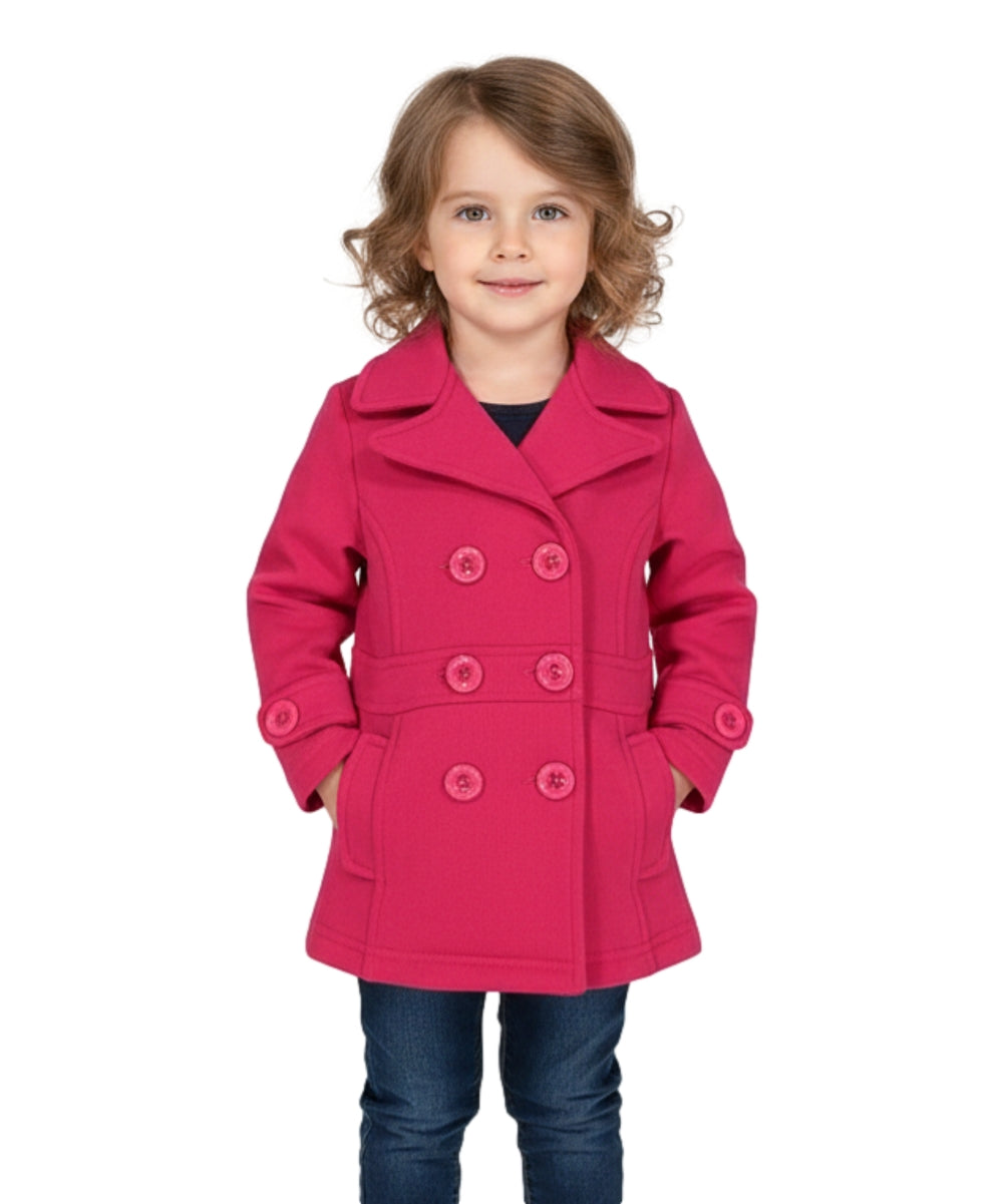 Girl Double Breasted Fleece Jacket Fuchsia GJ16107, GJ15101