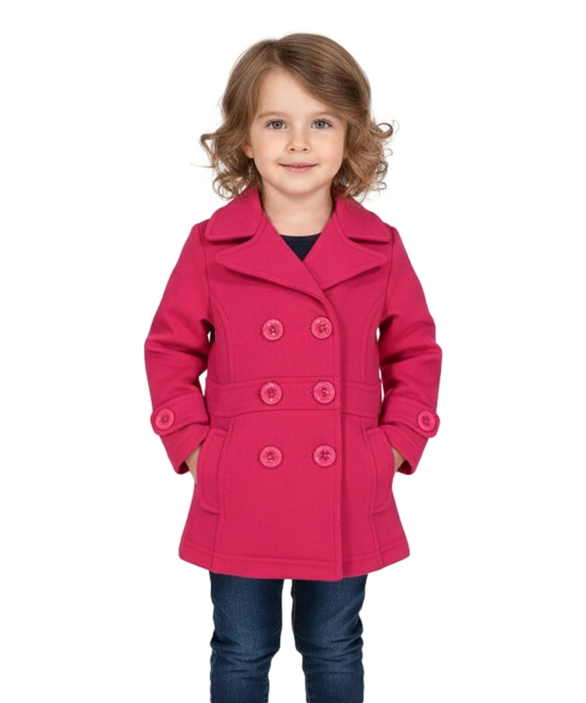 Girl Double Breasted Fleece Jacket Fuchsia GJ16107, GJ15101