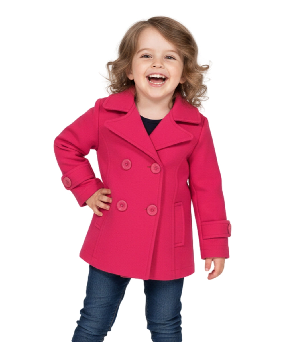 Girl Double Breasted Fleece Jacket Fuchsia GJ16107, GJ15101
