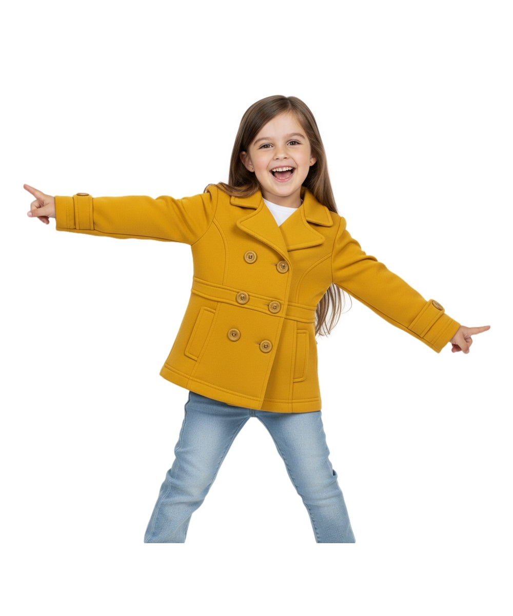 Girl Double Breasted Fleece Jacket Honey GJ16107, GJ15101