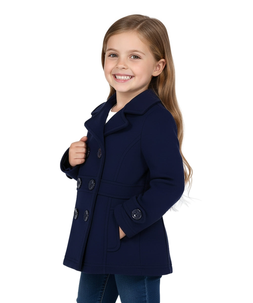 Girl Double Breasted Fleece Jacket Navy  GJ16107, GJ15101