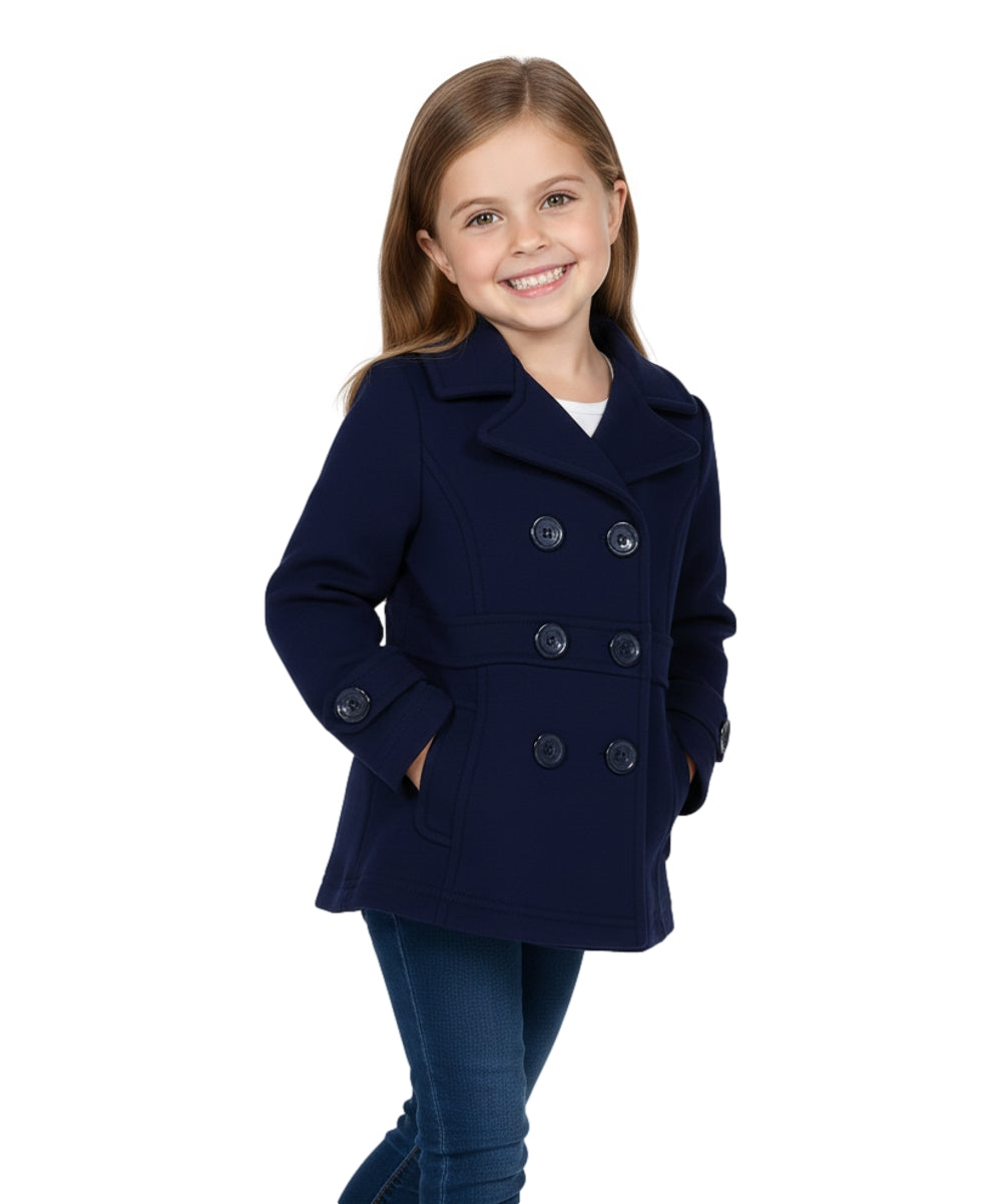 Girl Double Breasted Fleece Jacket Navy  GJ16107, GJ15101