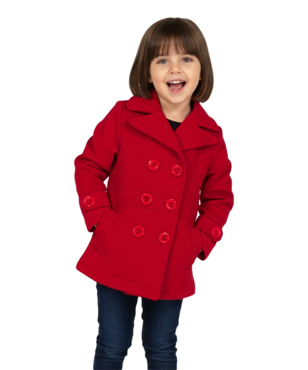 Girl Double Breasted Fleece Jacket Red GJ16107, GJ15101