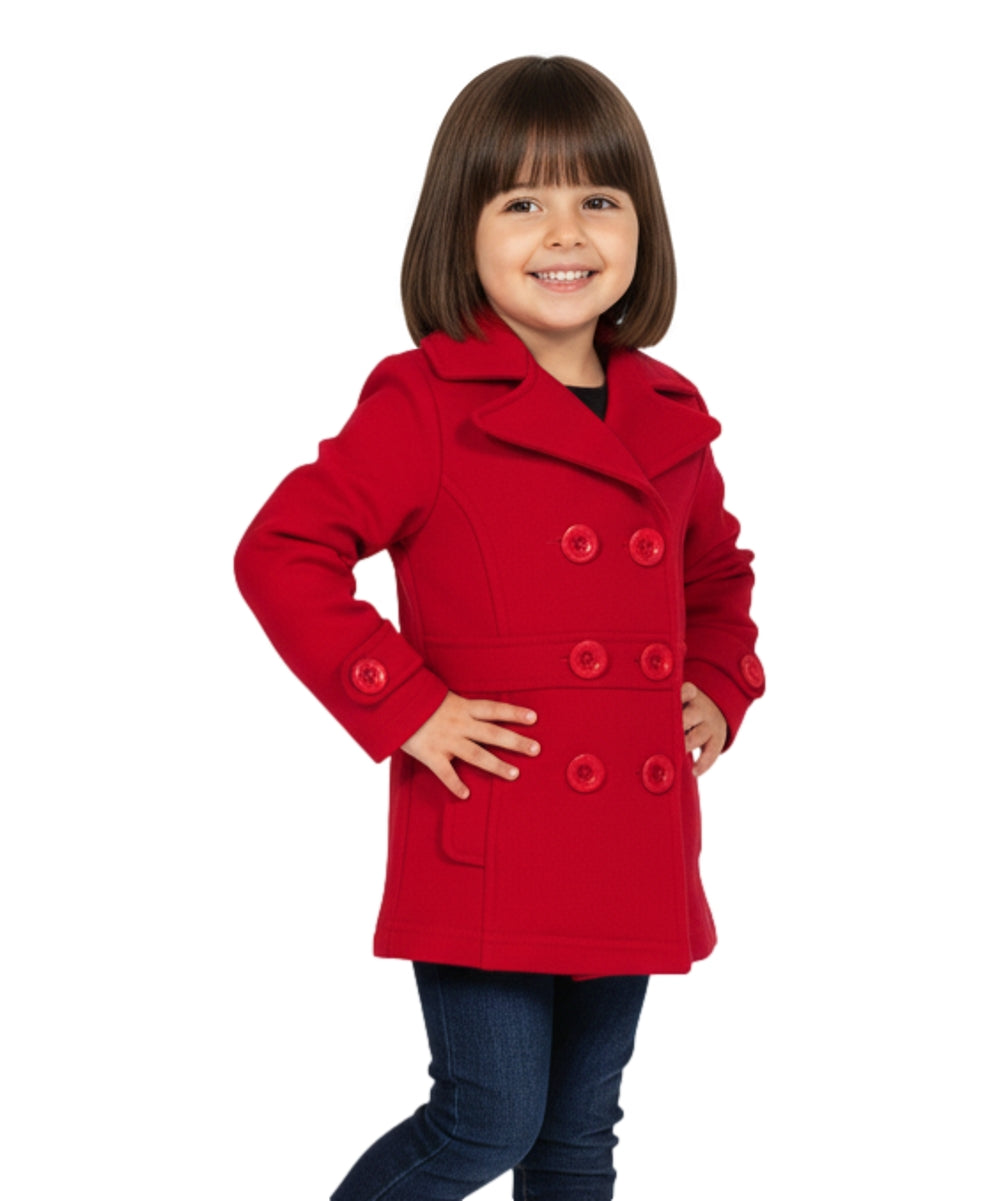 Girl Double Breasted Fleece Jacket Red GJ16107, GJ15101