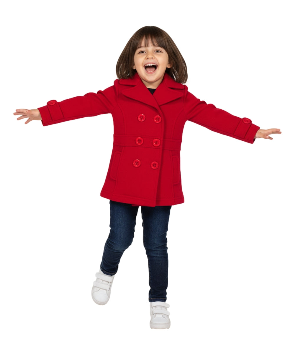 Girl Double Breasted Fleece Jacket Red GJ16107, GJ15101