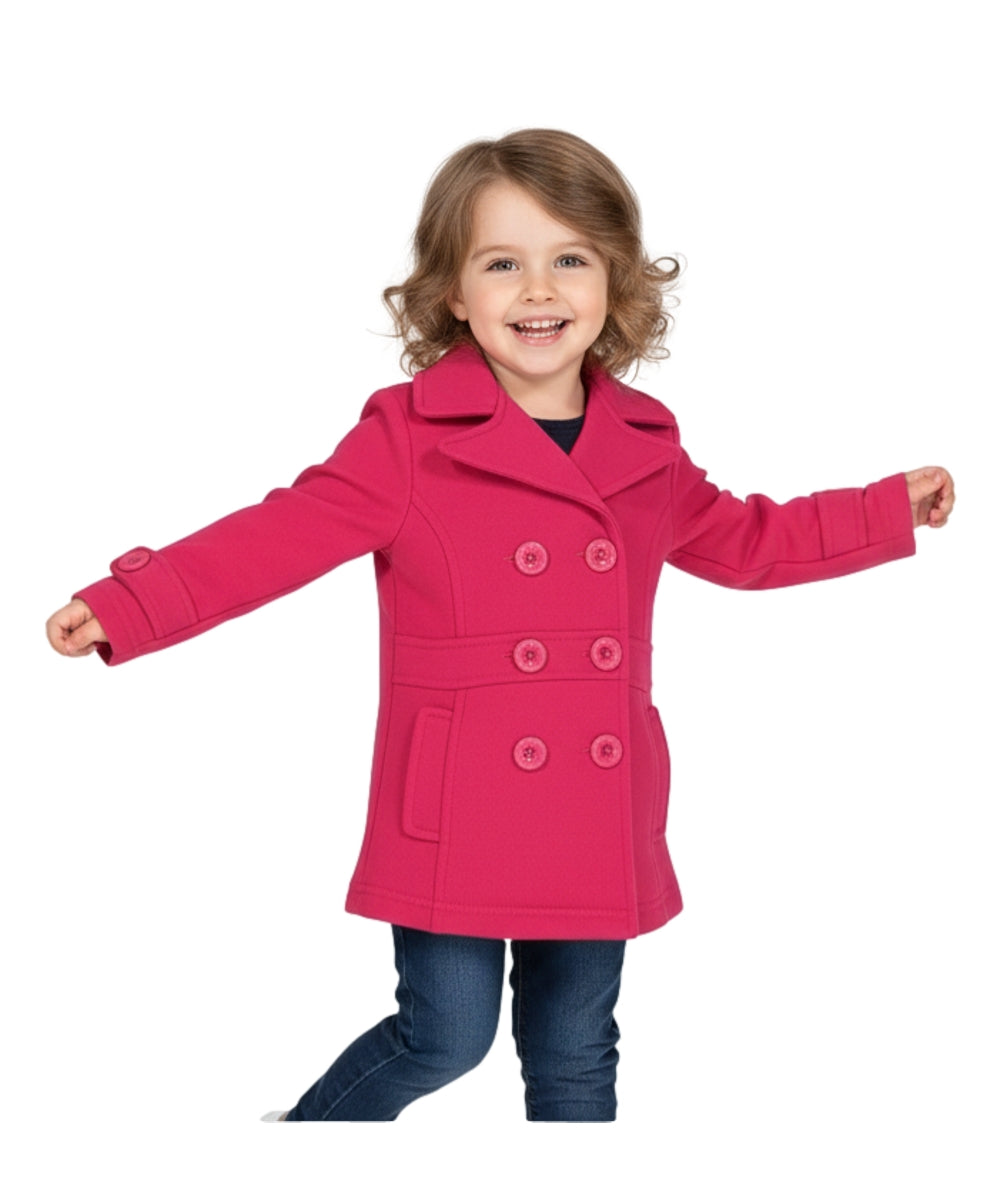 Girl Double Breasted Fleece Jacket Fuchsia GJ16107, GJ15101