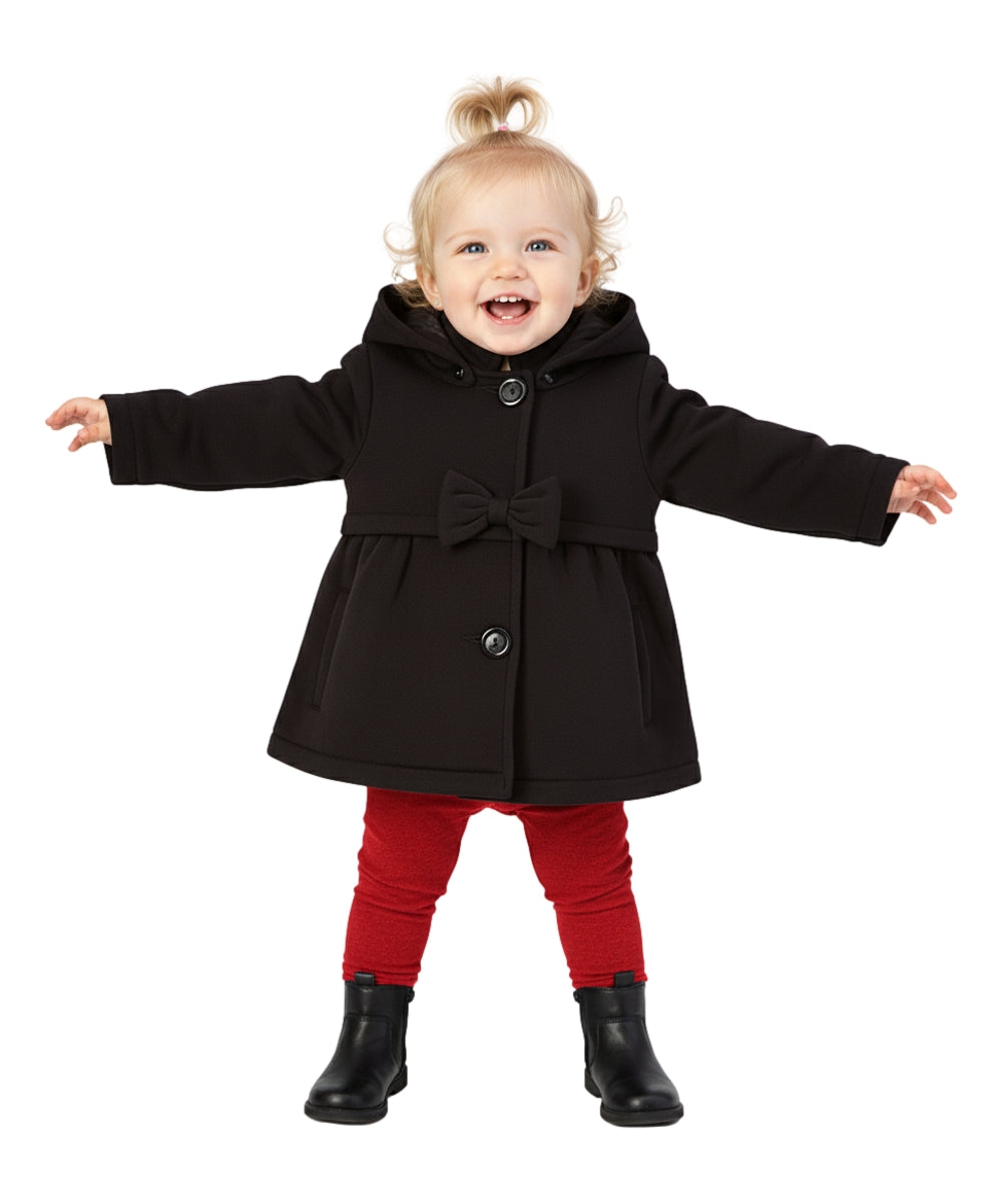Fancy Baby and Toddler Pea Coat With Bow Black GJ16111