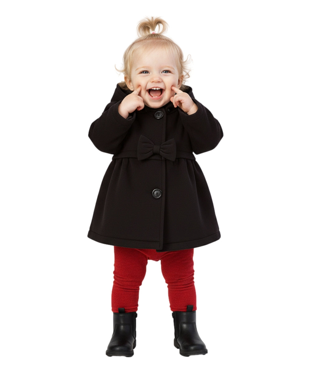 Fancy Baby and Toddler Pea Coat With Bow Black GJ16111