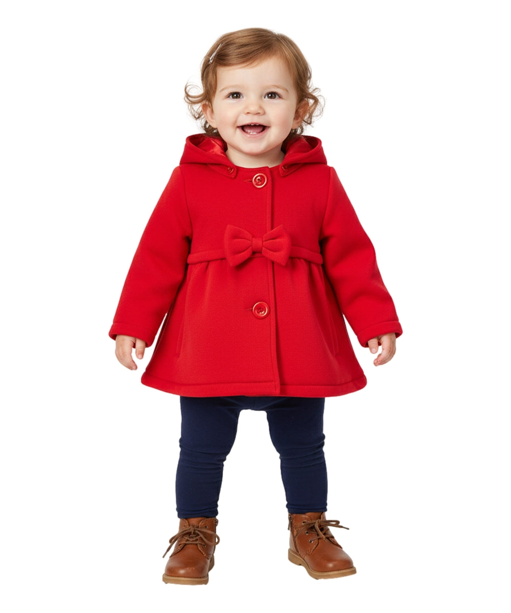 Fancy Baby and Toddler Pea Coat With Bow Red GJ16111