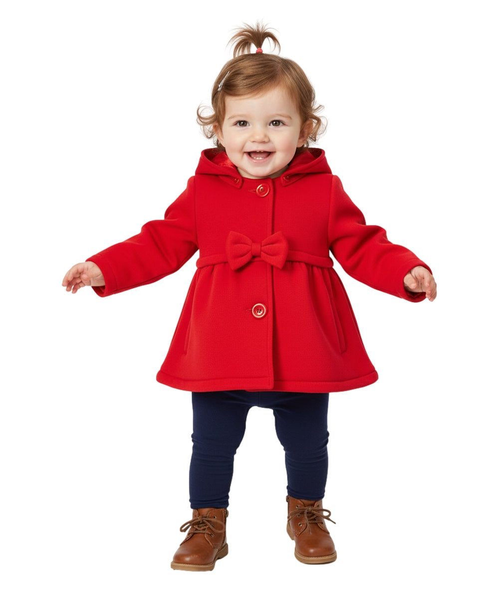 Fancy Baby and Toddler Pea Coat With Bow Red GJ16111