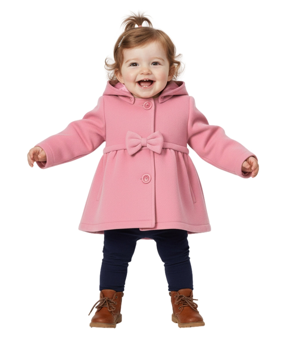 Fancy Baby and Toddler Pea Coat With Bow Rose GJ16111