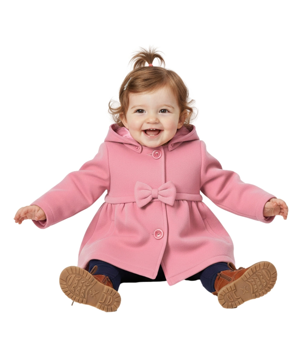 Fancy Baby and Toddler Pea Coat With Bow Rose GJ16111