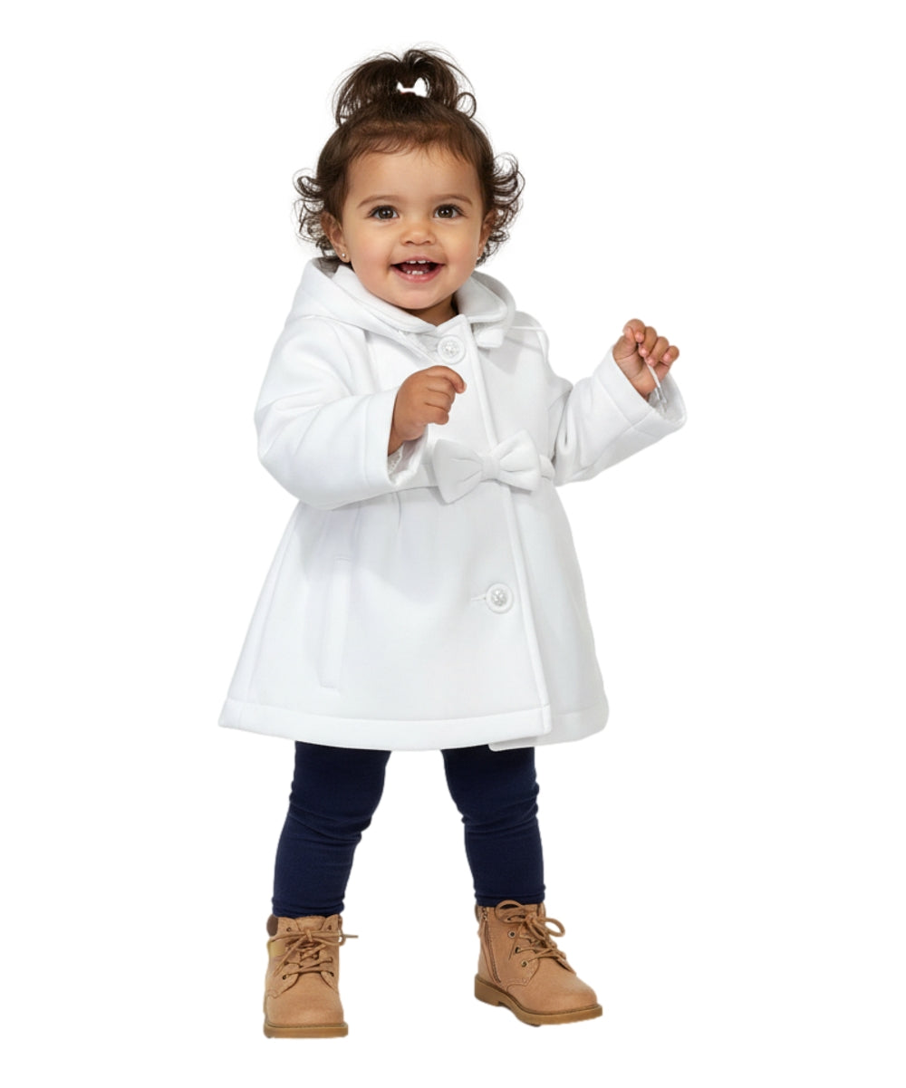 Fancy Baby and Toddler Pea Coat With Bow White GJ16111
