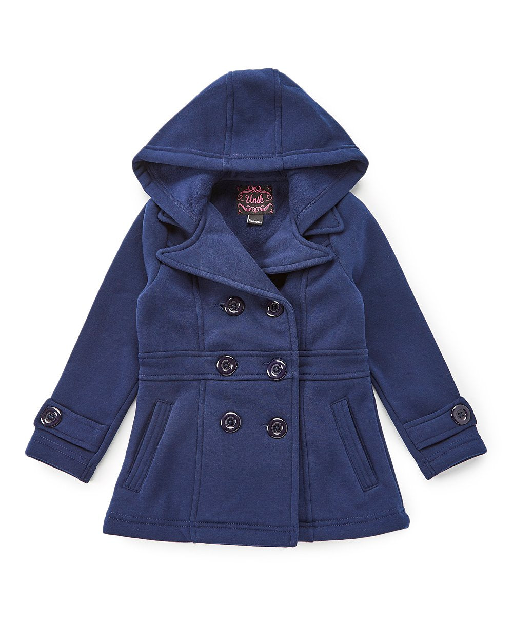 Girl Fleece Coat With Hood D Grey GJ17109