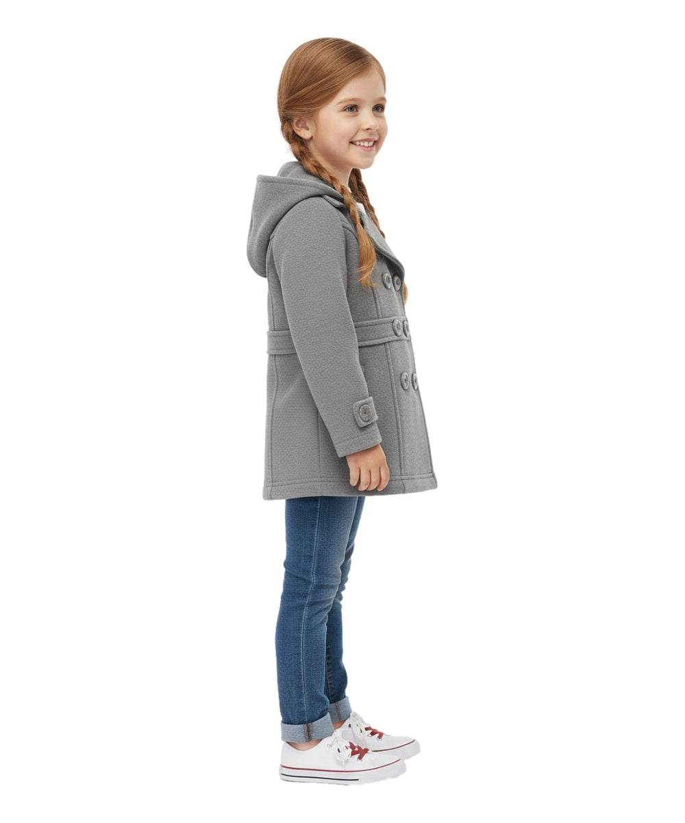 Girl Fleece Coat With Hood D Grey GJ17109