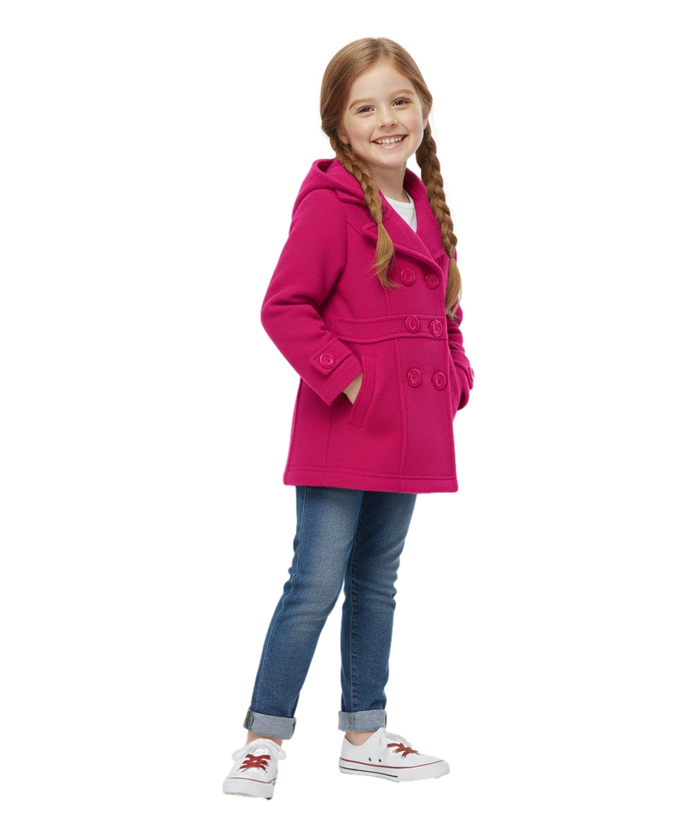Girl Fleece Coat With Hood Fuchsia GJ17109