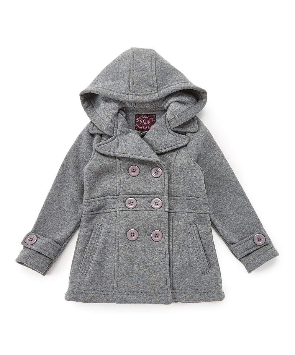 Girl Fleece Coat With Hood Navy GJ17109
