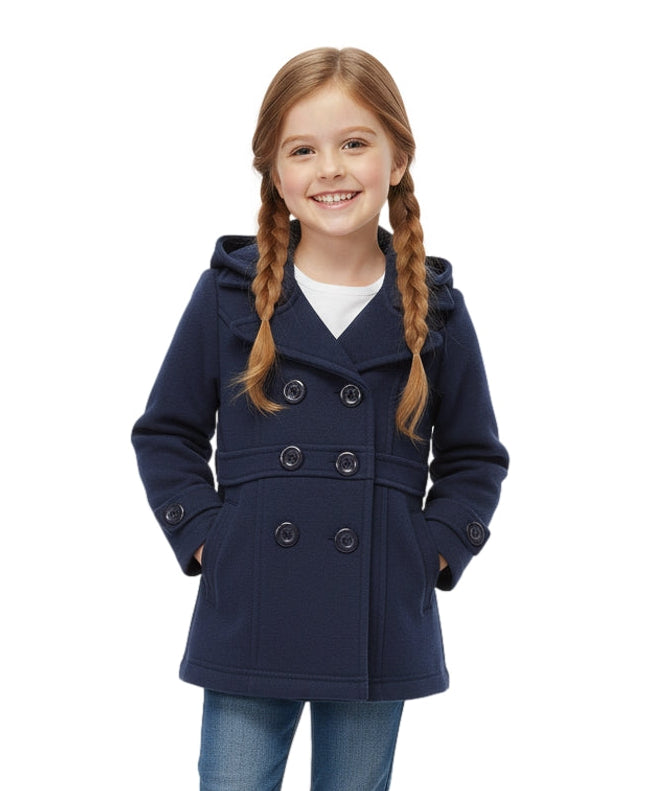 Girl Fleece Coat With Hood Navy GJ17109