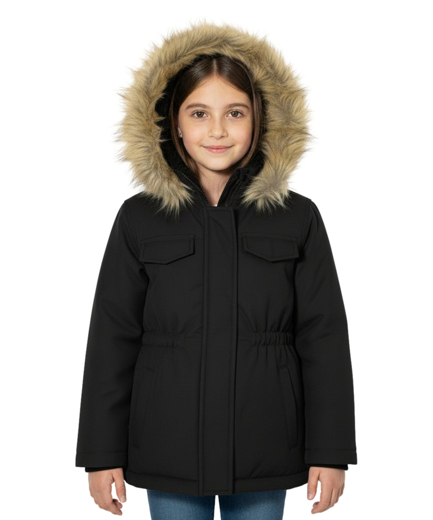 Girl's Sherpa Lined Utility Coat Black GJ2044