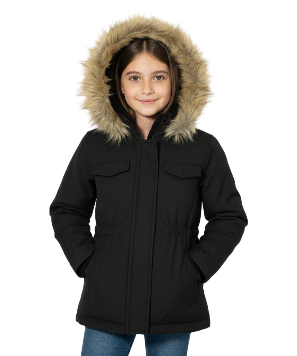 Girl's Sherpa Lined Utility Coat Black GJ2044