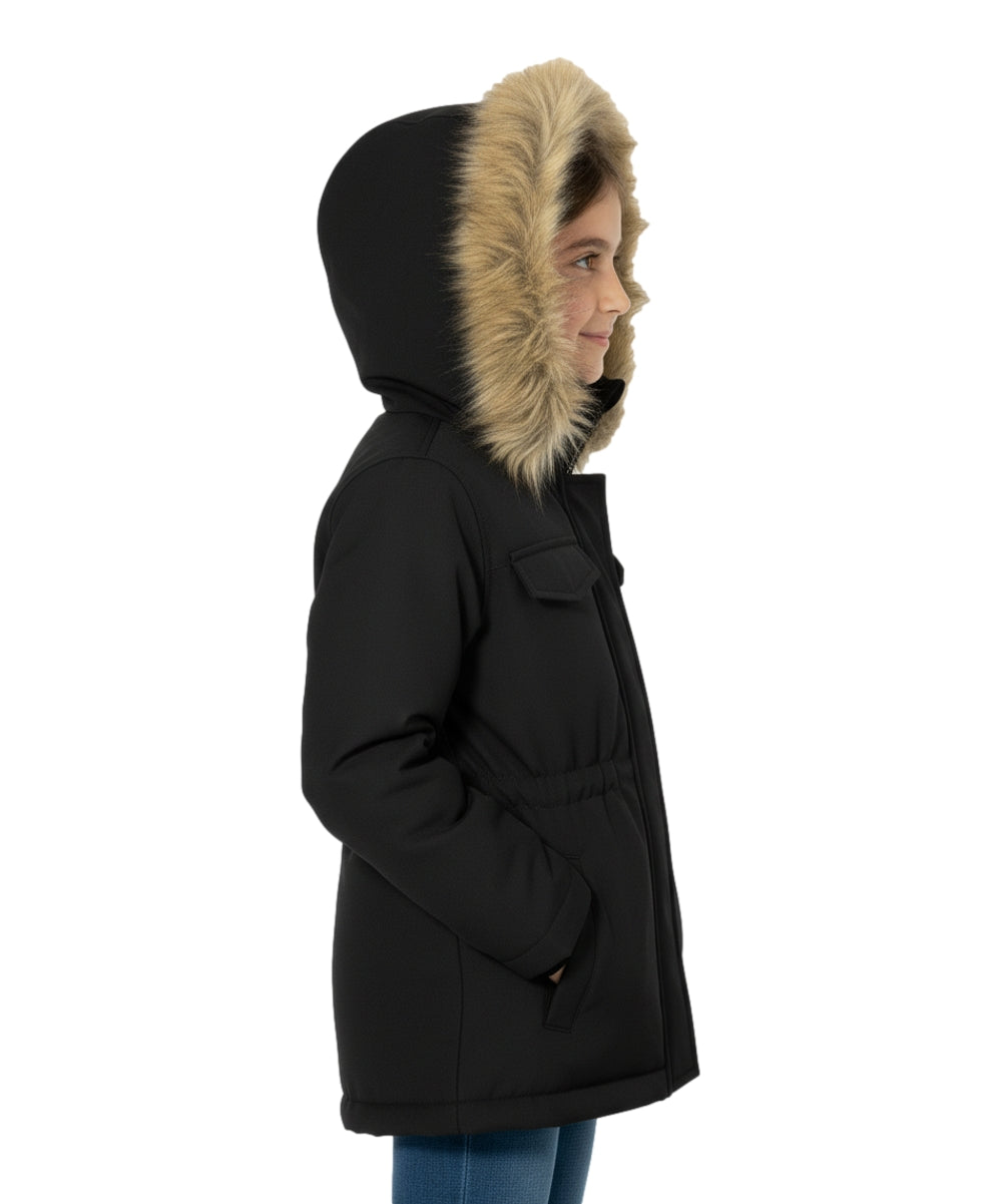 Girl's Sherpa Lined Utility Coat Black GJ2044
