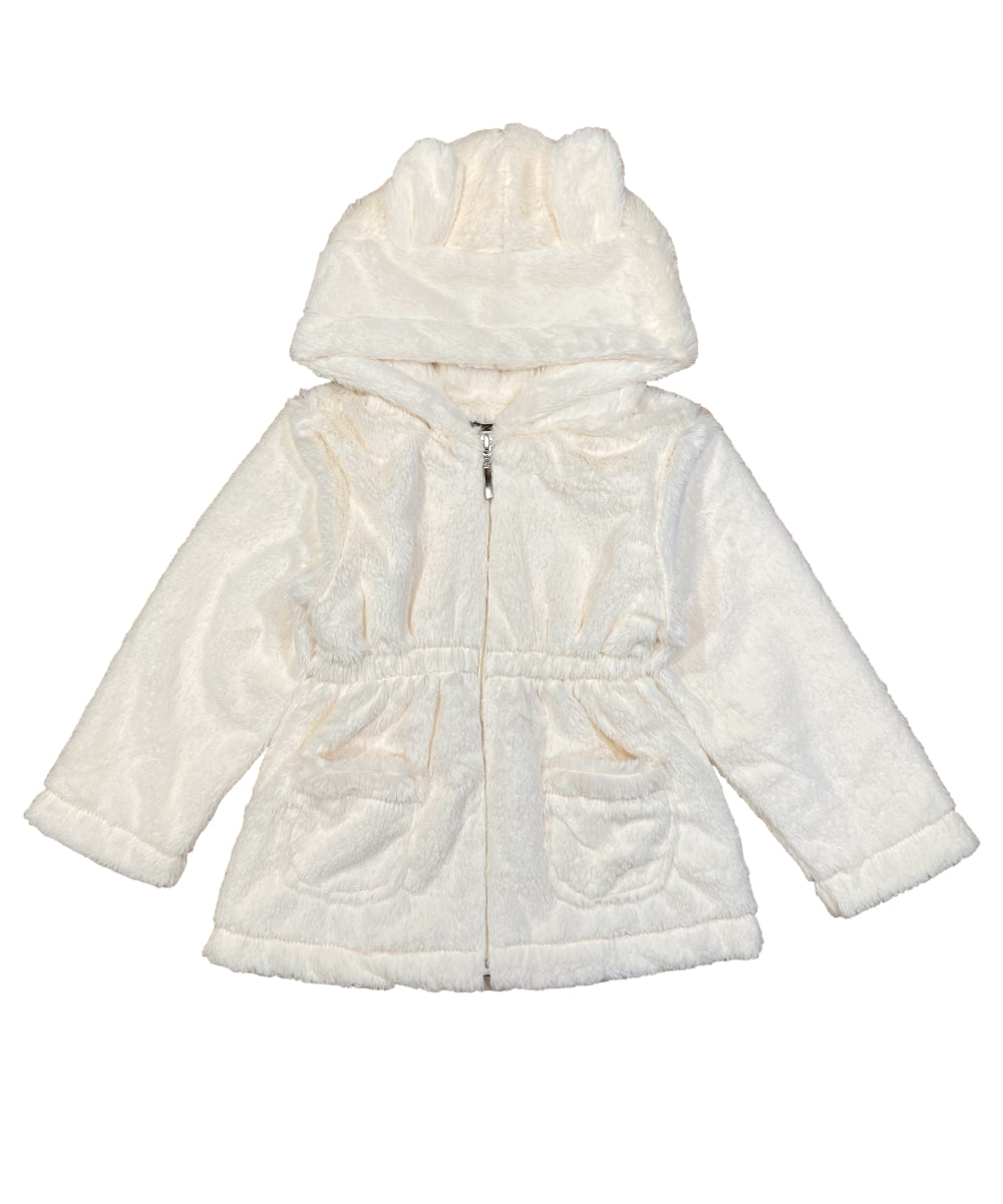 Girls Faux Fur Coat with Ear Hoodie Snow GJ22114