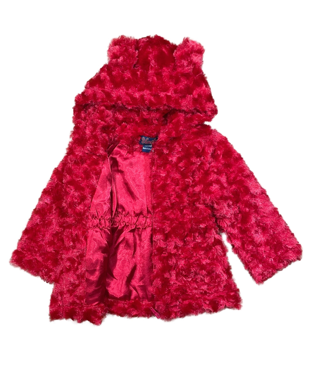 Girls Faux Fur Coat with Ear Hoodie Snow GJ22114
