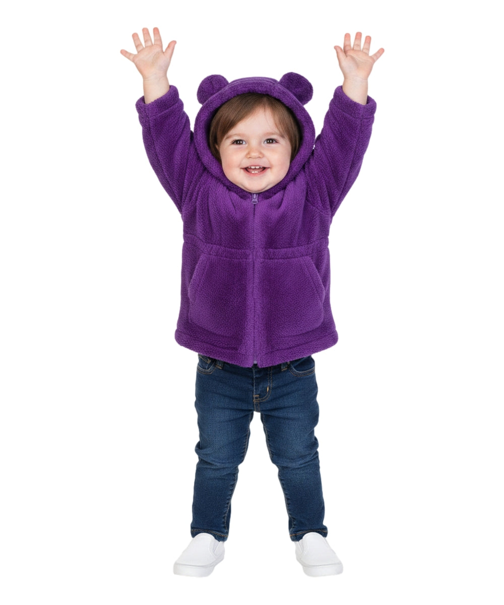 Girls Faux Fur Coat with Ear Hoodie Purple GJ22114