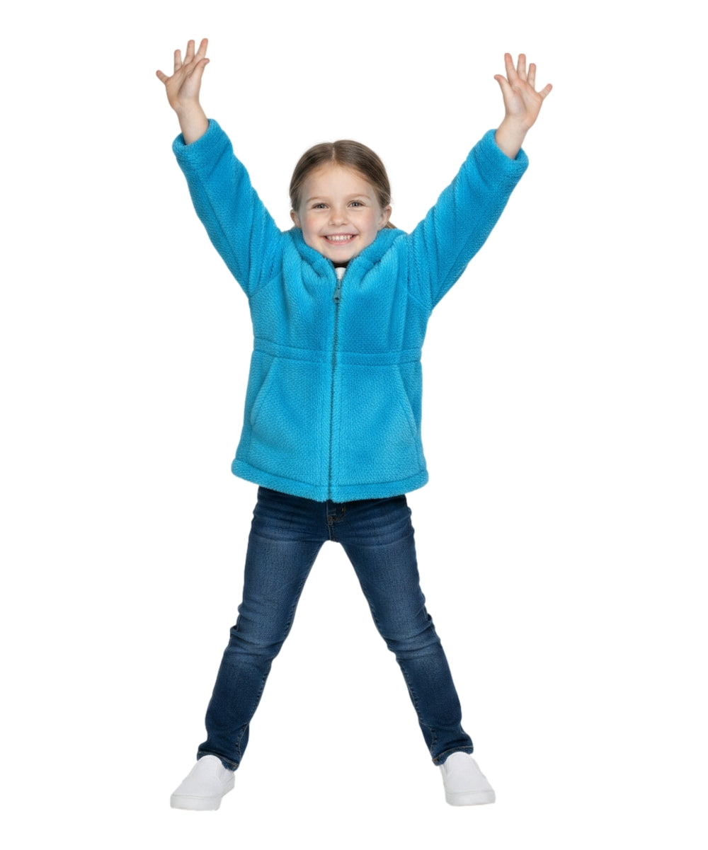 Girls Faux Fur Coat with Ear Hoodie Teal GJ22114