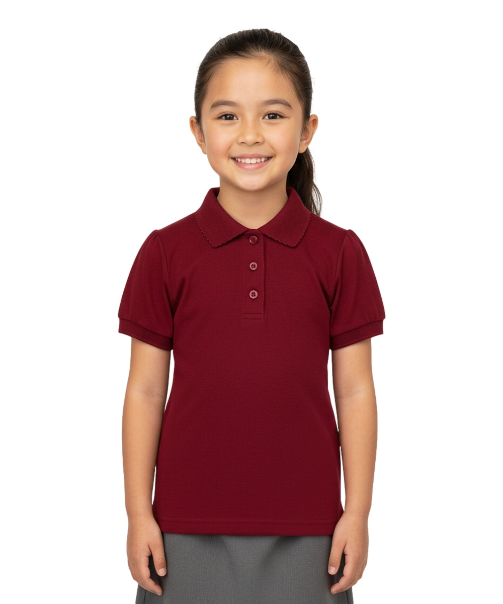 Girl's High Quality Soft Uniform Short Sleeves Polo Shirt Burgundy 5-18 GSU01 2 Pack