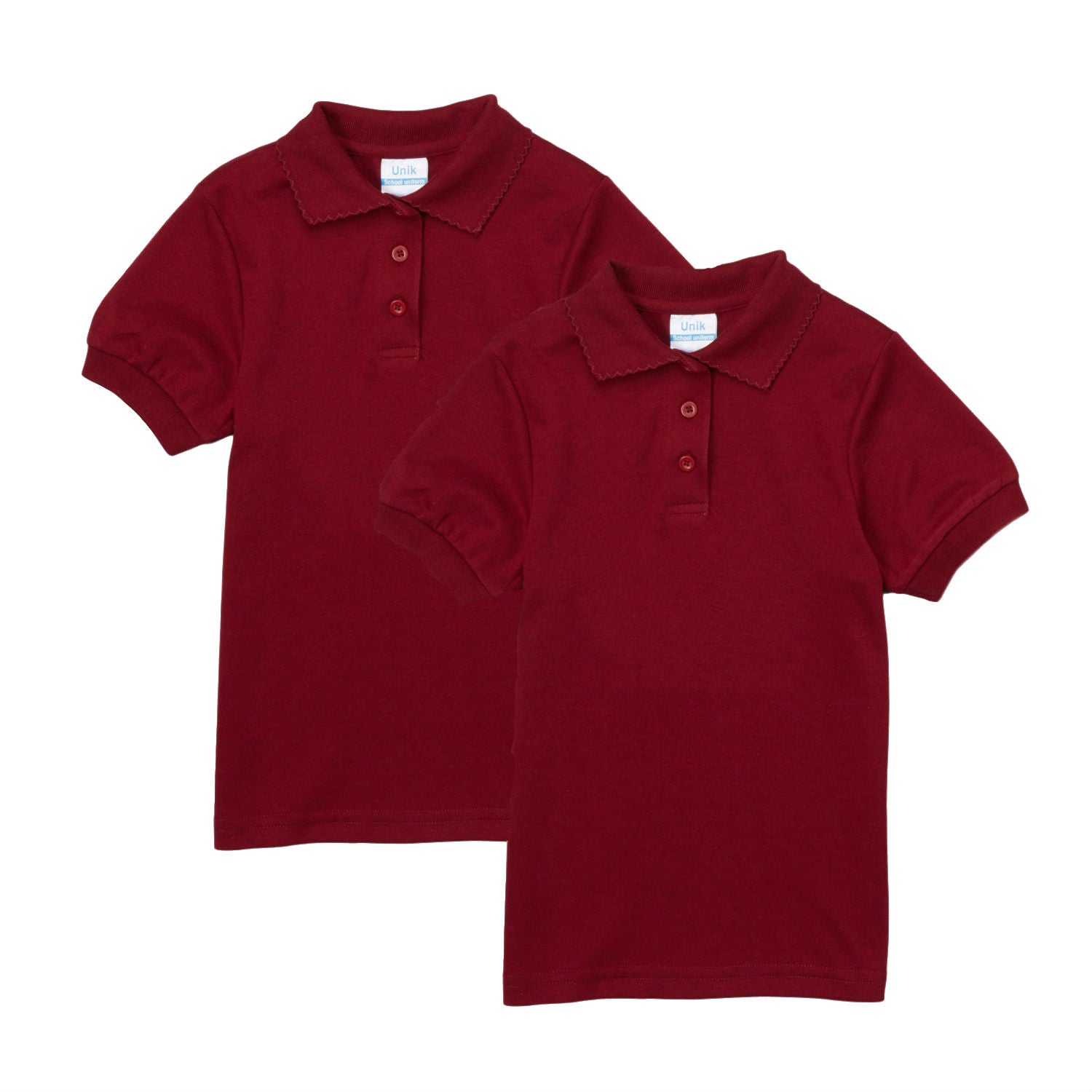 Girl's High Quality Soft Uniform Short Sleeves Polo Shirt White 5-18 GSU01 2 Pack