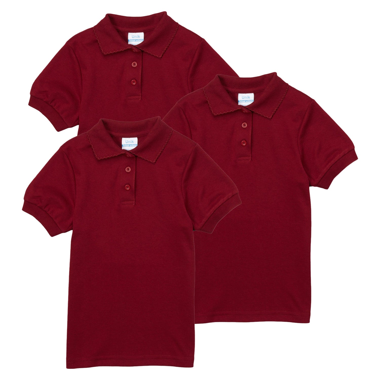 Girl's High Quality Soft Uniform Short Sleeves Polo Shirt Lgrey 5-18 GSU01 3 Pack