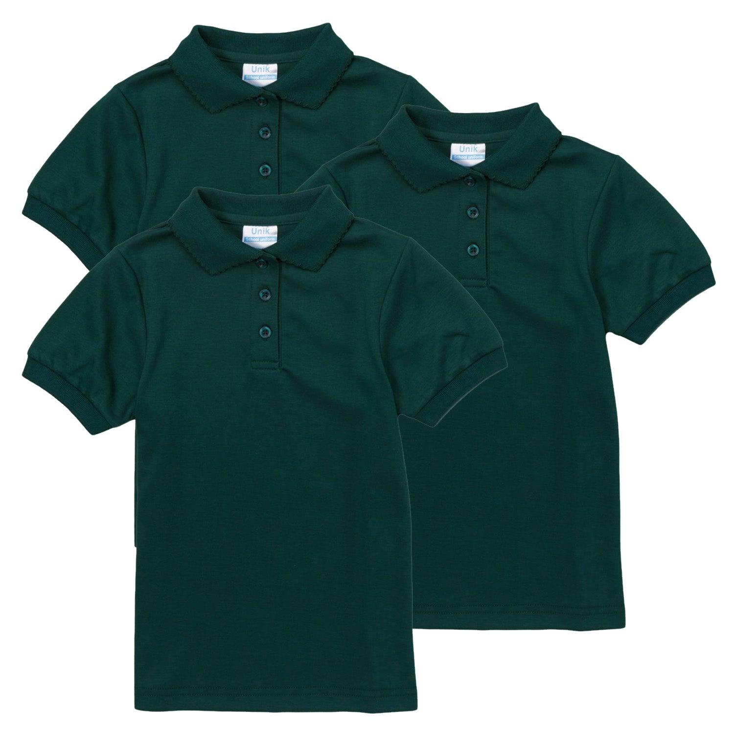 Girl's High Quality Soft Uniform Short Sleeves Polo Shirt Lgrey 5-18 GSU01 3 Pack