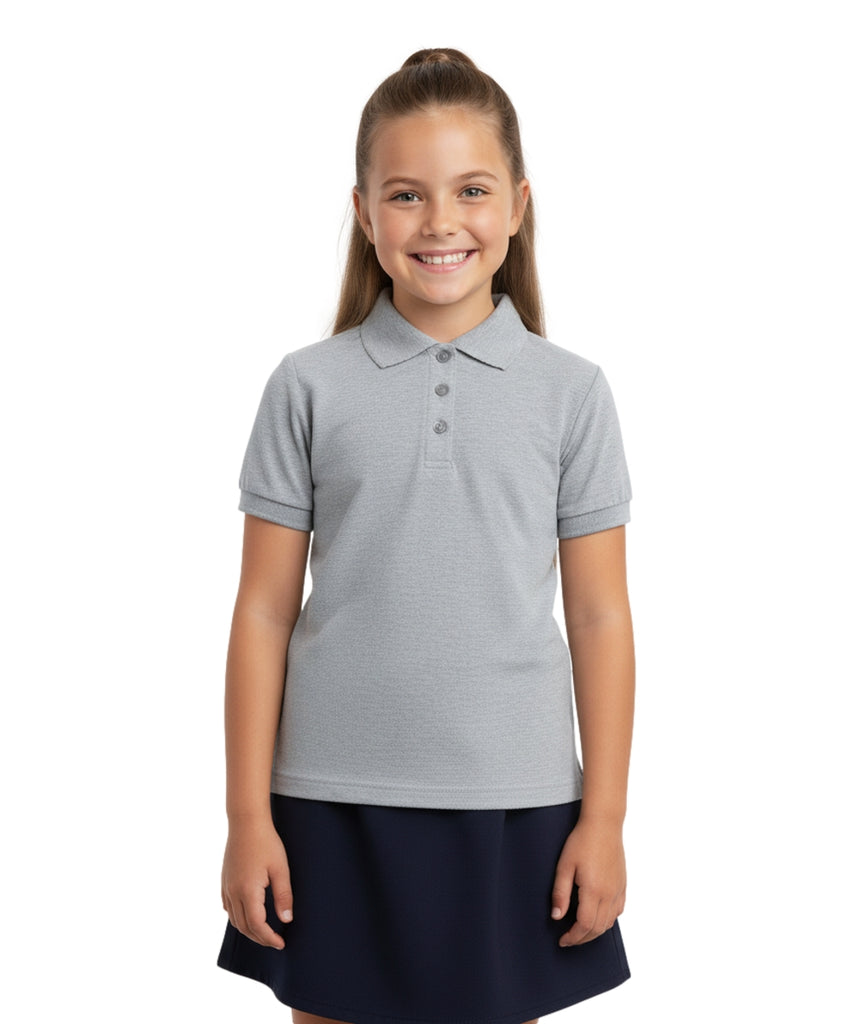 Girl's High Quality Soft Uniform Short Sleeves Polo Shirt Light Grey 5-18 GSU01