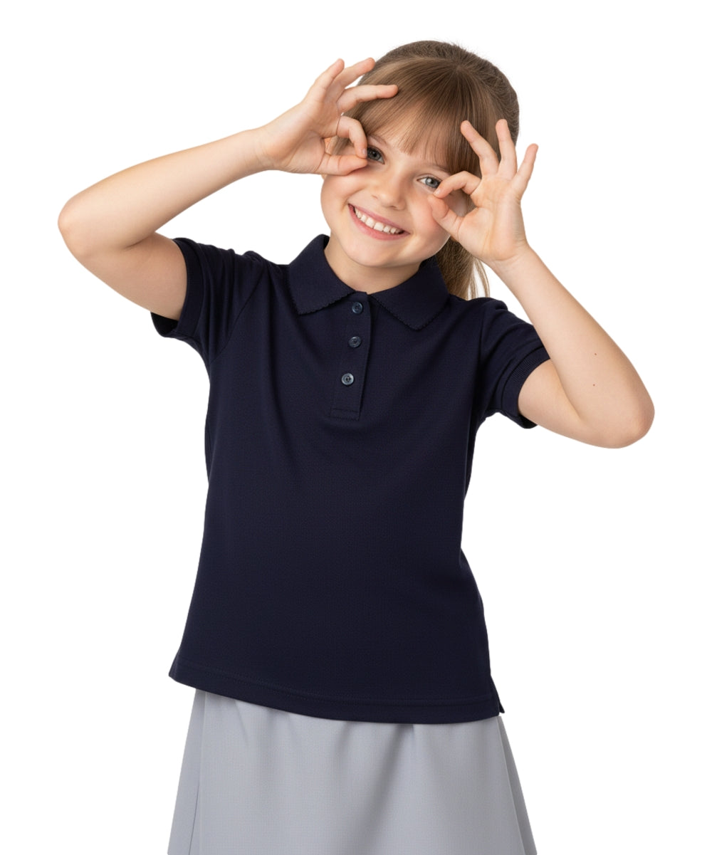 Girl's High Quality Soft Uniform Short Sleeves Polo Shirt  Navy  5-18 GSU01