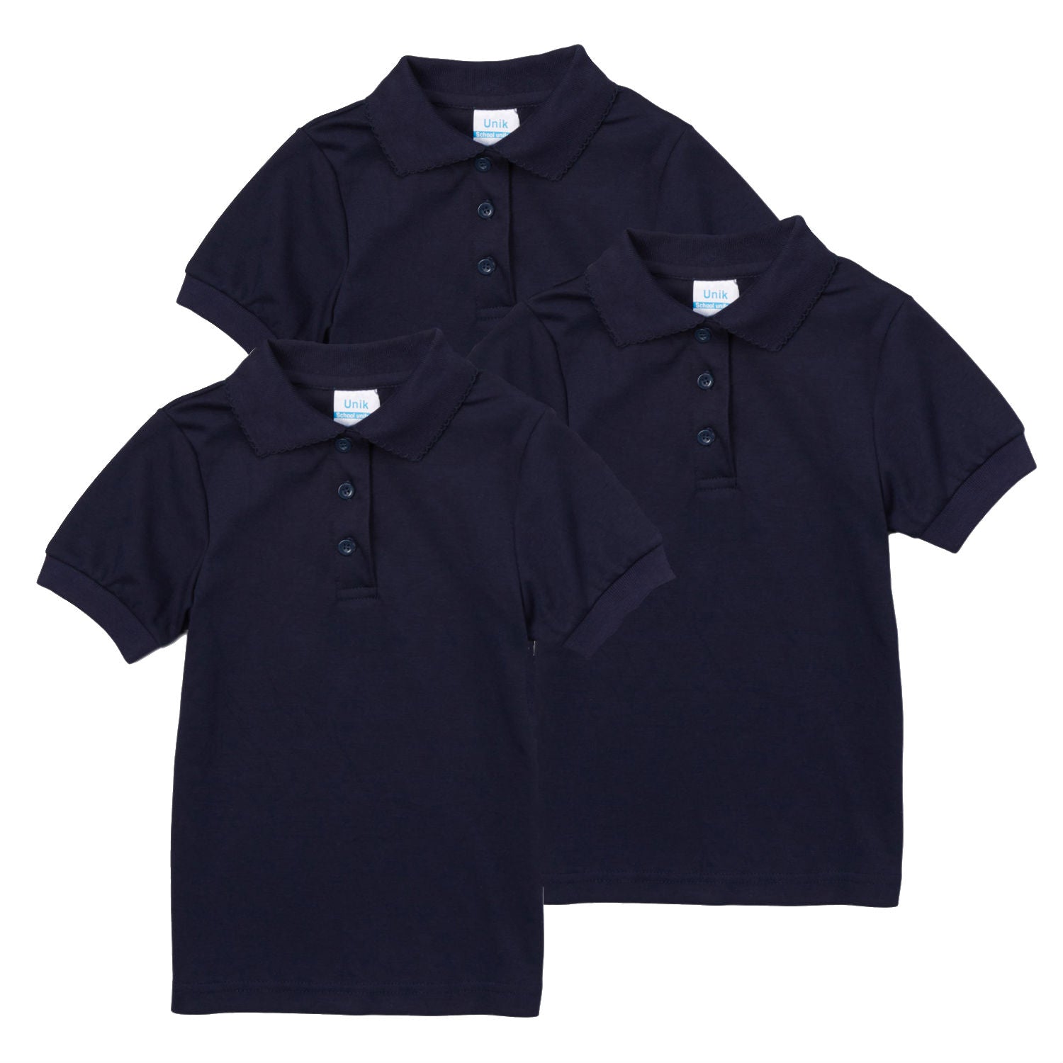 Girl's High Quality Soft Uniform Short Sleeves Polo Shirt Lgrey 5-18 GSU01 3 Pack